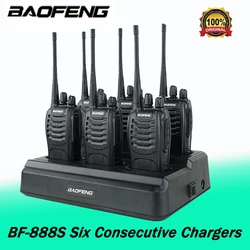 6 Packed Baofeng BF-888s Full Set with Six Way Charger Uhf Long Range Two Way Radio Handheld Walkie Talkie 5V 4A Fast Charger