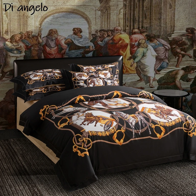 European Printing 1000TC Egyptian Cotton Bedding Sets,Queen King Bed Linen, Duvet Cover Sheet, Pillowcase, Wedding Gifts #/L