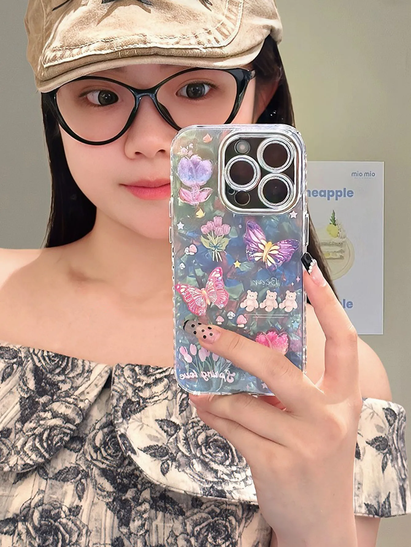 Three Dimensional Flower Butterfly Shell Pattern Suitable For iPhone 15 Pro Max Phone Case 13 12 14 11 Anti Drop Phone Case