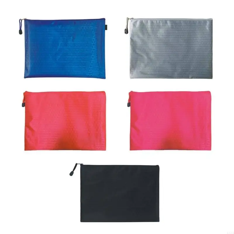 LXAA 6PCS FILE TAPALET Túi nước chống nước Oxford Túi tiền có khóa ảnh tài liệu