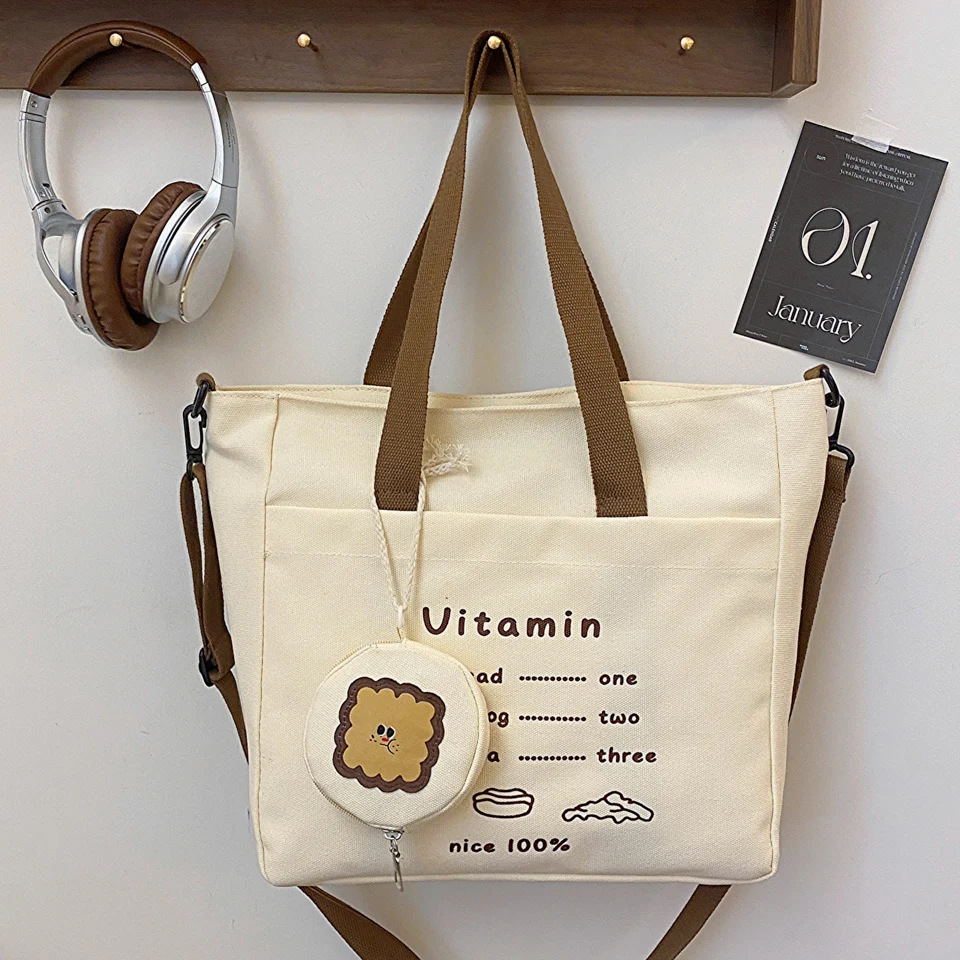 

Canvas Tote Bag for Girls Casual Fashion Large Capacity Shoulder Bag Women Handbag Purses