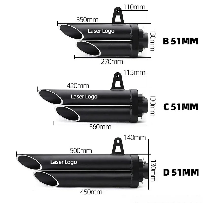 二輪車用ユニバーサルダブルエキゾーストサイレンサー,51mm,r3,r6,gsxr,cbr1000r,2穴,改造部品