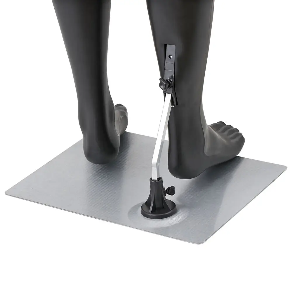 Black Male Mannequin Full Body Stand With Adjustable Posture & Stable Metal Base
