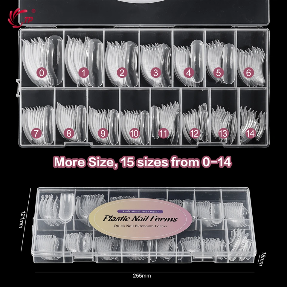 TP, 150 pzas de formas de uñas largas curvas tipo ataúd, moldes claros para extensión de gel acrílico, para principiantes 3
