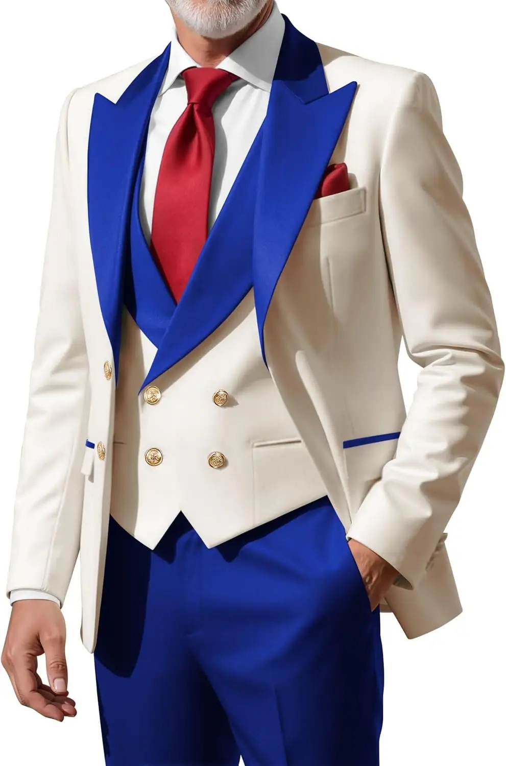 

3 Pieces Double Breasted Tuxedos Suit Slim Fit Suits for Men Wedding Groom Suit Tux Prom Suits Blazer Vest Pants