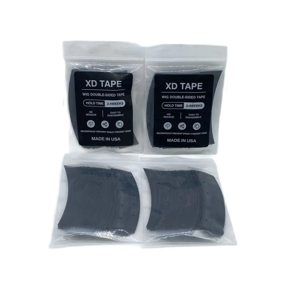 

36 pieces 7.6 cm* 2.2 cm black XD double side tape with holes lace front wig tape arc double sided Tape for toupee wig adhesive