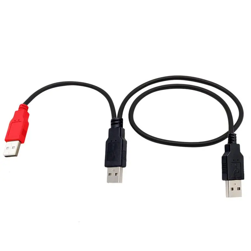 2-in-1 USB2.0 2 * A Male to A Male Y-shaped Portable Hard Drive Data Cable With Power Supply, Three Head Hard Drive Cable 2AM/AM