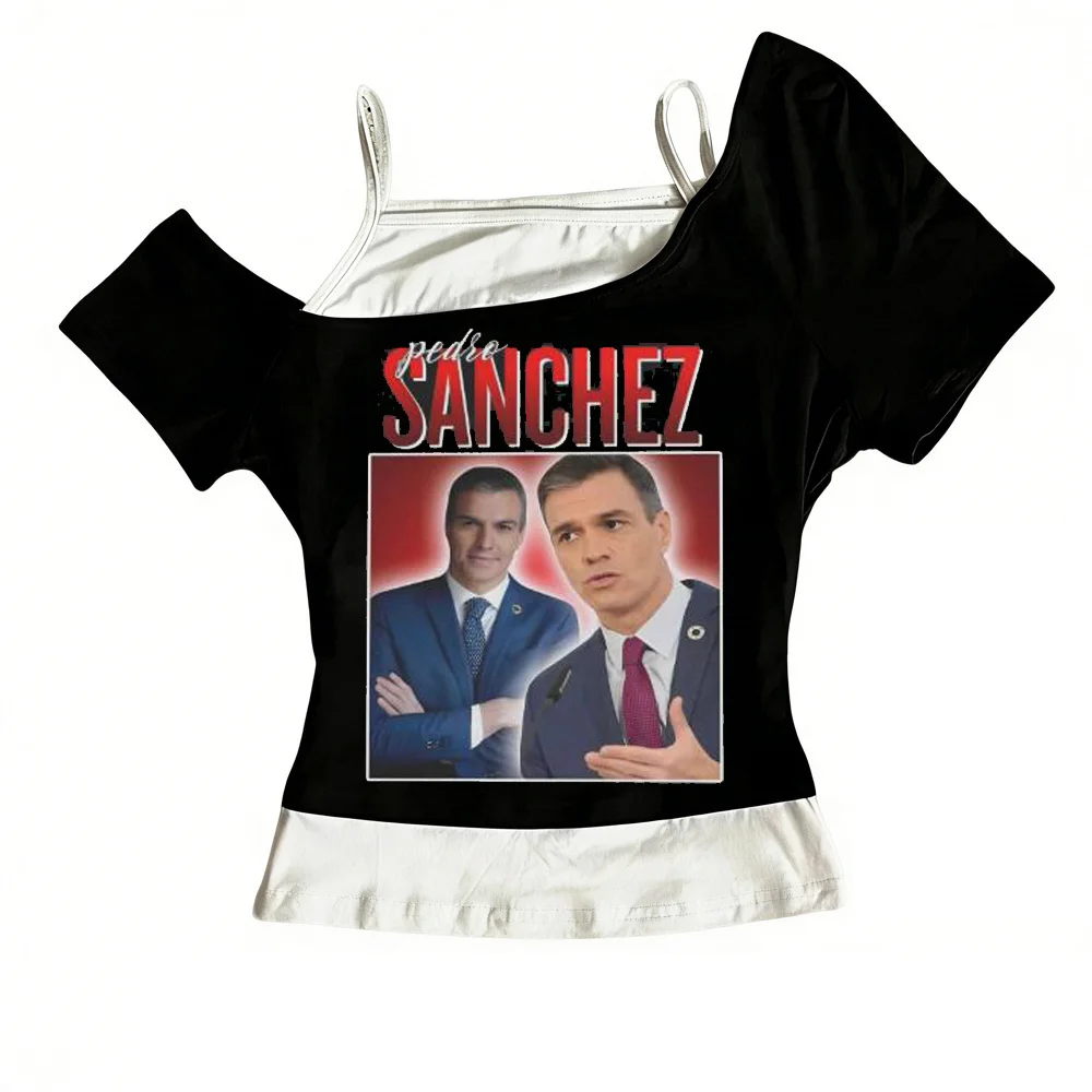 Camiseta de Pedro Sanchez, ropa coreana para mujer, camiseta gráfica estética clásica de harajuku, camiseta grunge de los años 80, cultura pop gótica