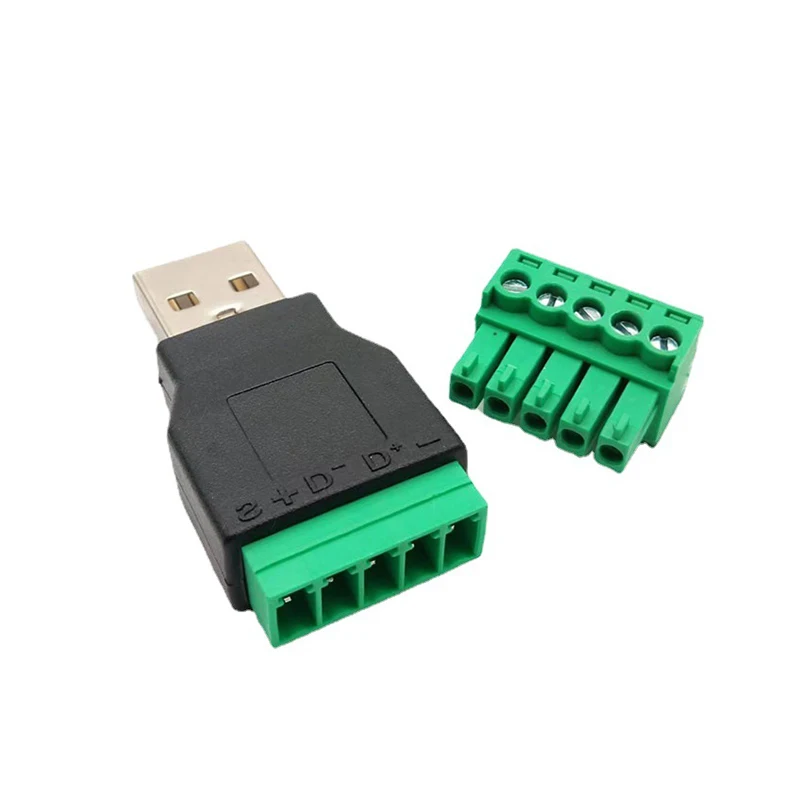 

USB 2.0 Type A Male/Female to 5 Pin Screw Connector USB Jack with Shield Screw Terminal Plug Socket for Computer TV Keyboard