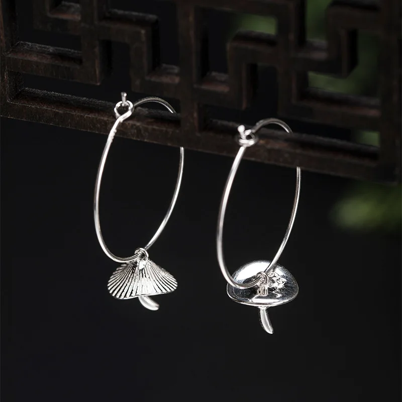 Miracle Sterling Silver 925 Fresh Fashion Mushroom Earrings Simple Creative Three-Dimensional Hoop Silver Jewelry For Gift