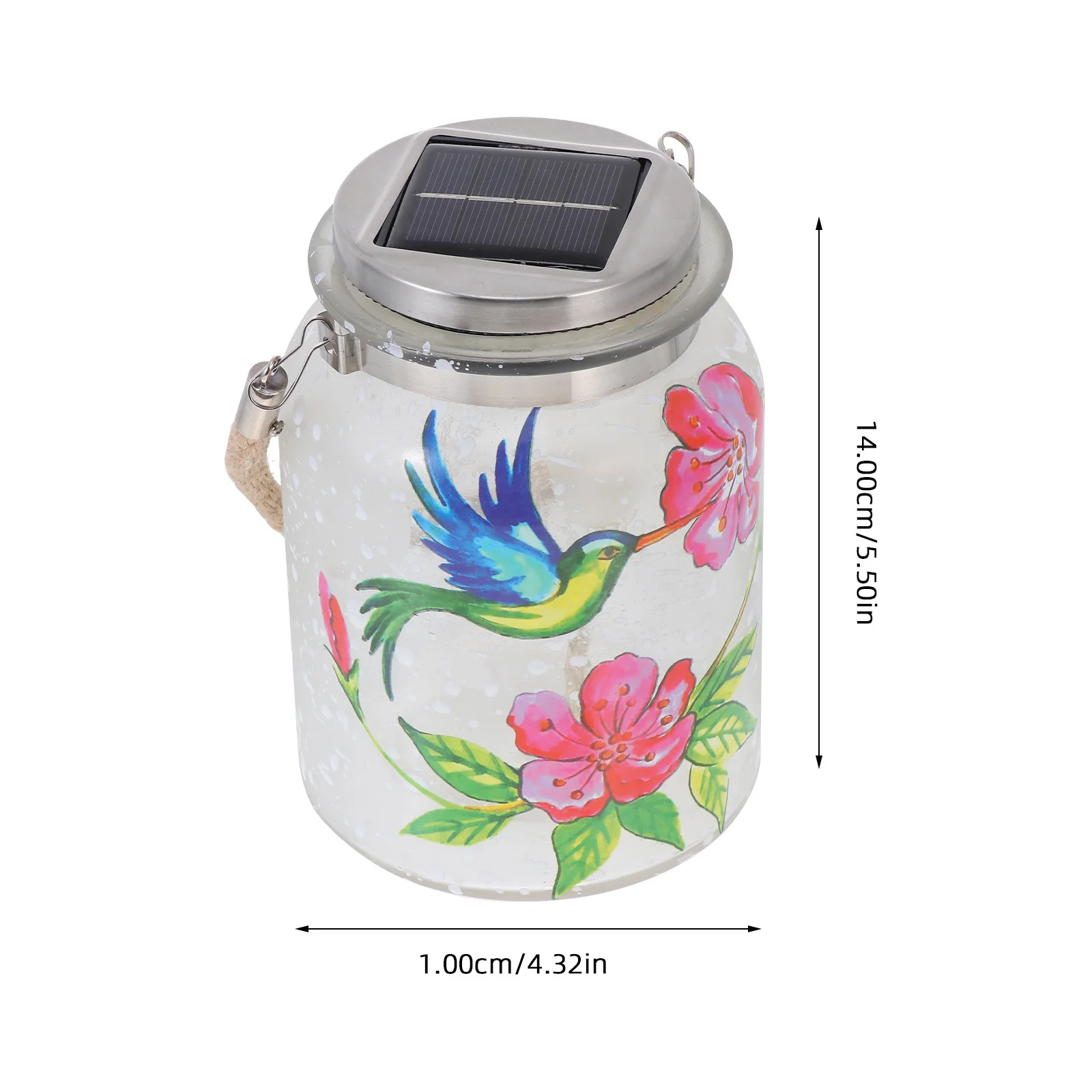 1Pcs Solar Hummingbird Jar Light Glass Rope Durable Solar Outdoor Hanging Lamp Garden Decor LED Landscape Night Light