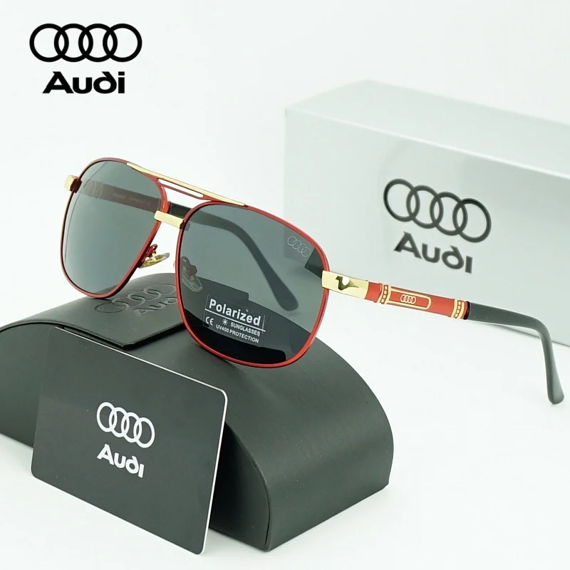

Солнцезащитные очки AUDI Luxury Red Gold с поляризацией для мужчин, дизайнерские очки для вождения, мужские пилотские очки, защита от УФ-излучения UV400, Oculos De Sol