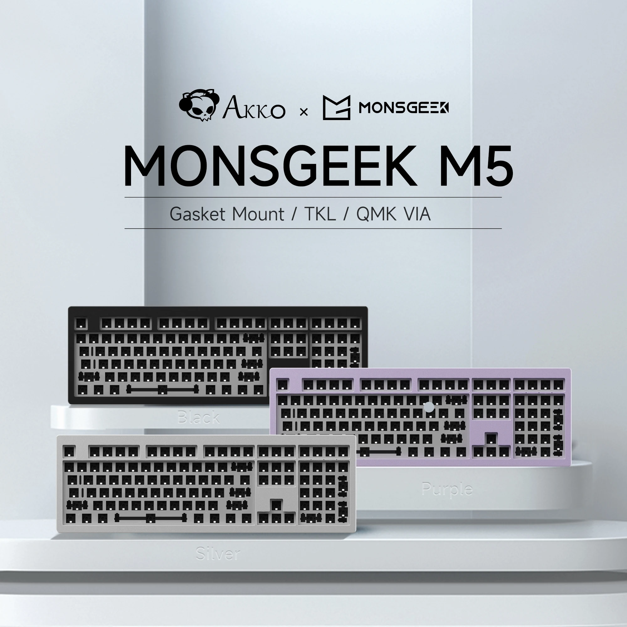 Akko MONSGEEK-Kit de Teclado Mecânico de Alumínio, Tamanho Completo, RGB, Hot-swap, South-Face, Barebone, CNC, Alumínio, VIA, QMK, Junta de Montagem, DIY, M5