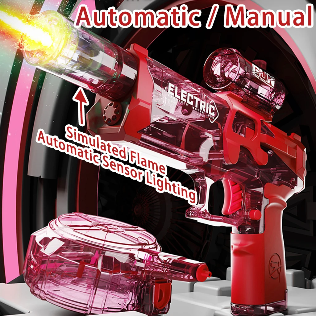 

Automatic Water Gun Simulated Flame Outdoor Toys Boys Girls Electric Squirt Guns Launcher Pistol Christmas Birthday Gifts Kids