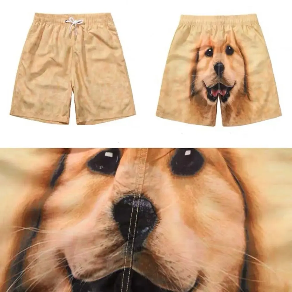 Golden Retriever Husky Print Dog Head Shorts Funny High Quality Quick-drying Shorts Cute Couple Five-quarter Pants
