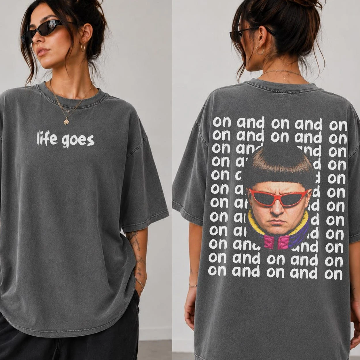 Oliver Tree Shirt 'Life Goes on' Bedrucktes Muster Reines Baumwoll-T-Shirt Y2K Musik-Fan-Shirt 2026 Sommer Herren Damen Streetwear – Detail 4
