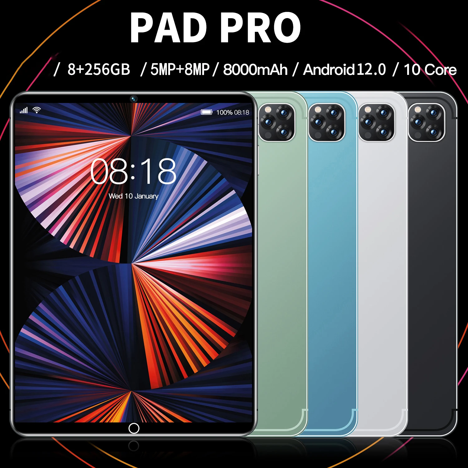 10.1 Inch Android Tablet 4G /5G LTE Phone Call Octa Core 8GB+512GB ROM Bluetooth Wi-Fi Google High Definition Display Tablet PC