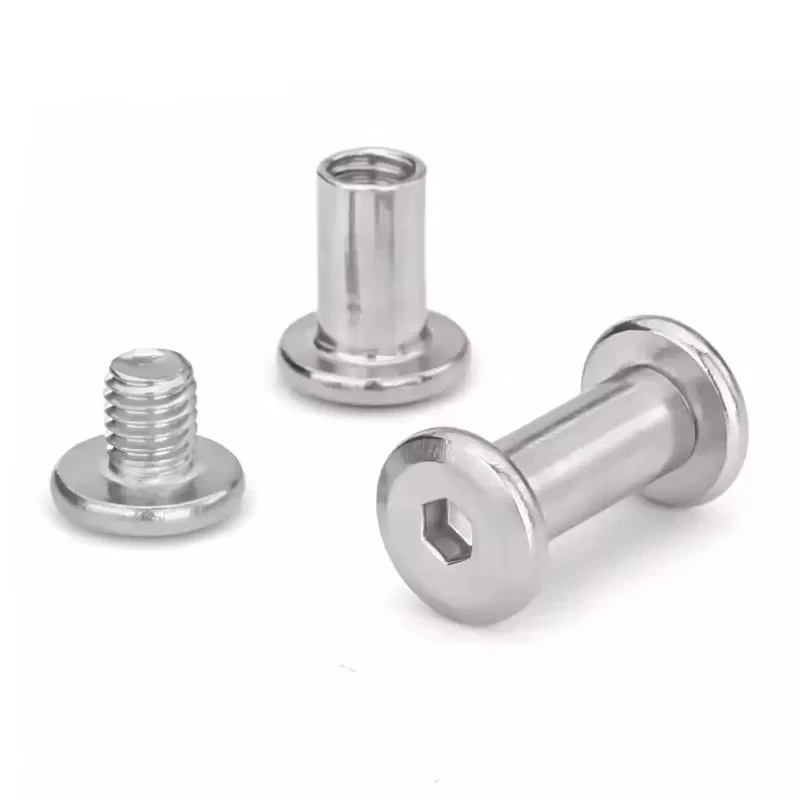 Sekrup Hexagon Soket M6(D8mm)-85mm 100Set Baja Tahan Karat 304, Sekrup Pengunci, Mur Kombinasi, Paku Buku Akuntansi