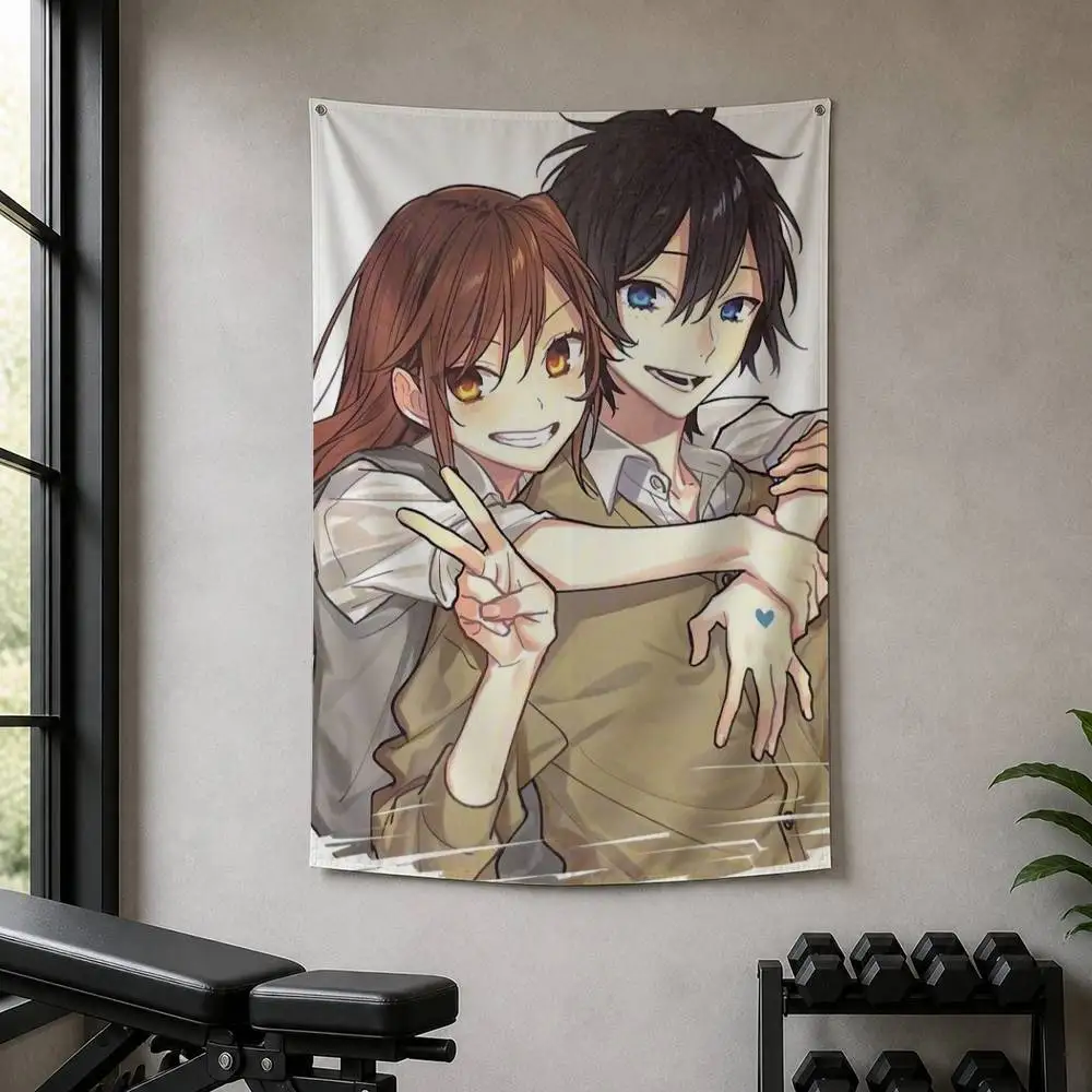 Anime H-Horimiya Decorative Hanging Flag with Grommets for Garage Bedroom Dorm Wall Decor