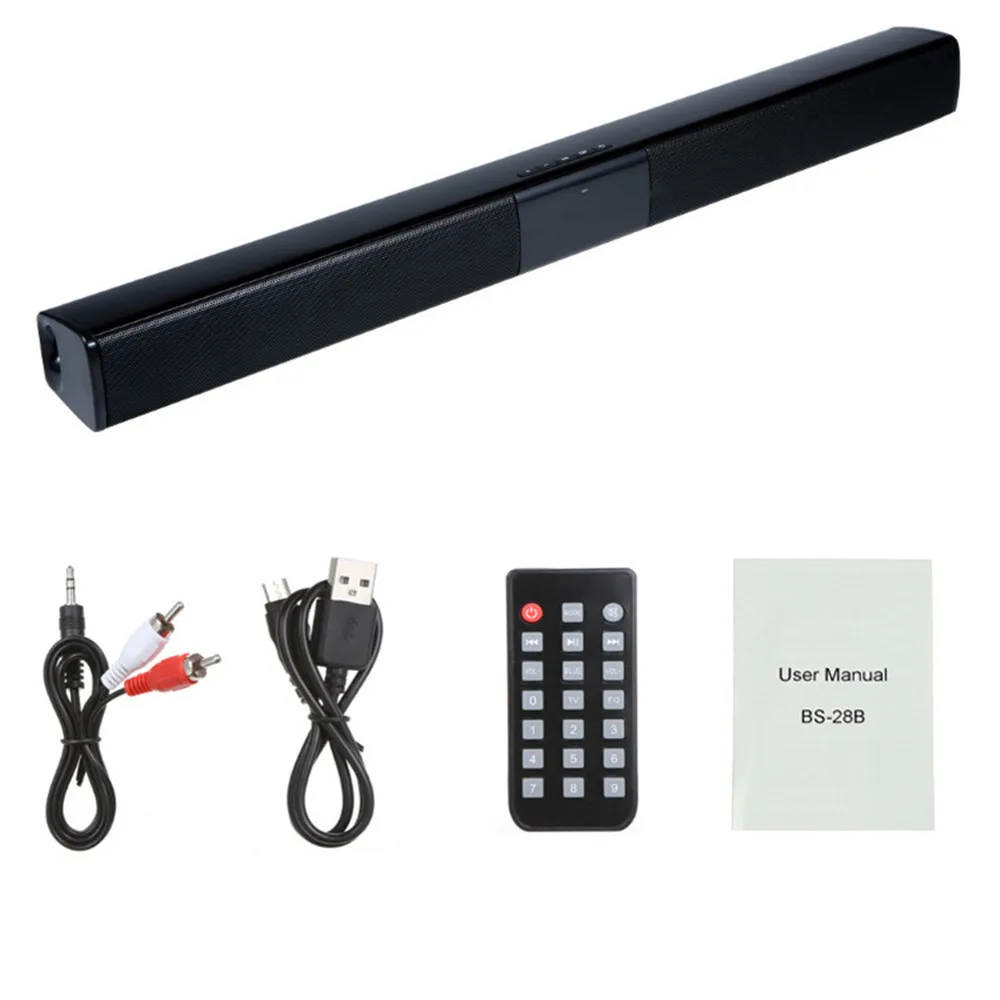 Wireless Bluetooth Speaker BS28B Sound Bar Music Column for TV Computer Home Theater Stereo System Soundbar with FM Radio RCA