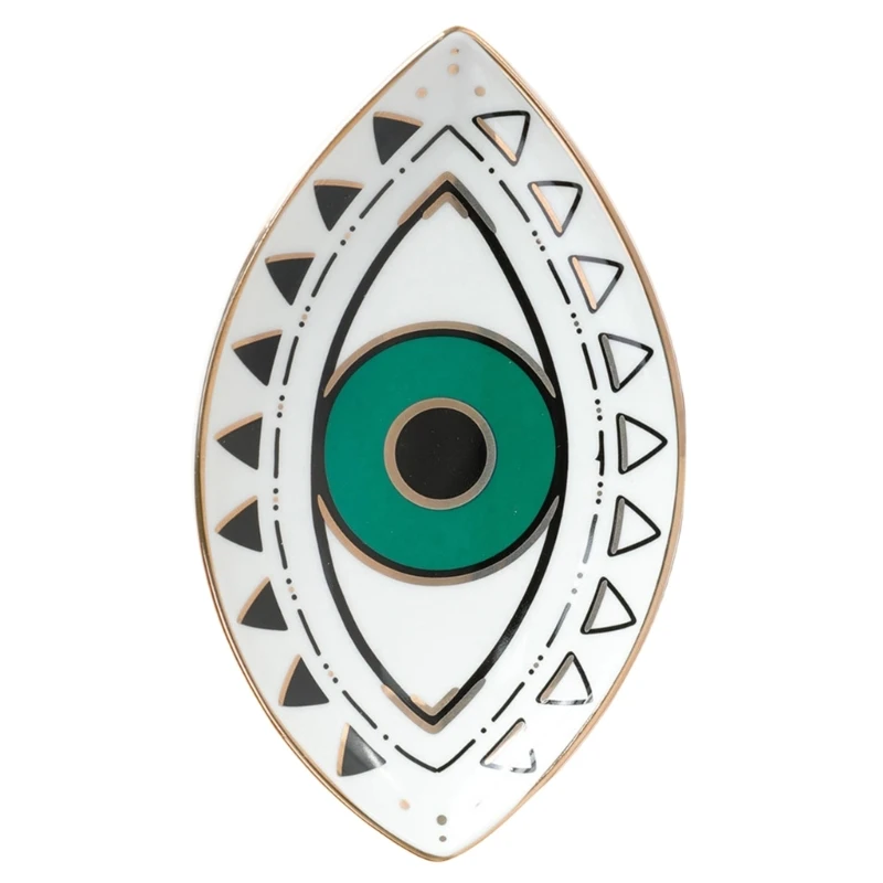 Fashionable Eye Shaped Sturdy Ceramic Jewelry Plate Scratch Resistant Trinkets Tray Accessory for Home Decoration