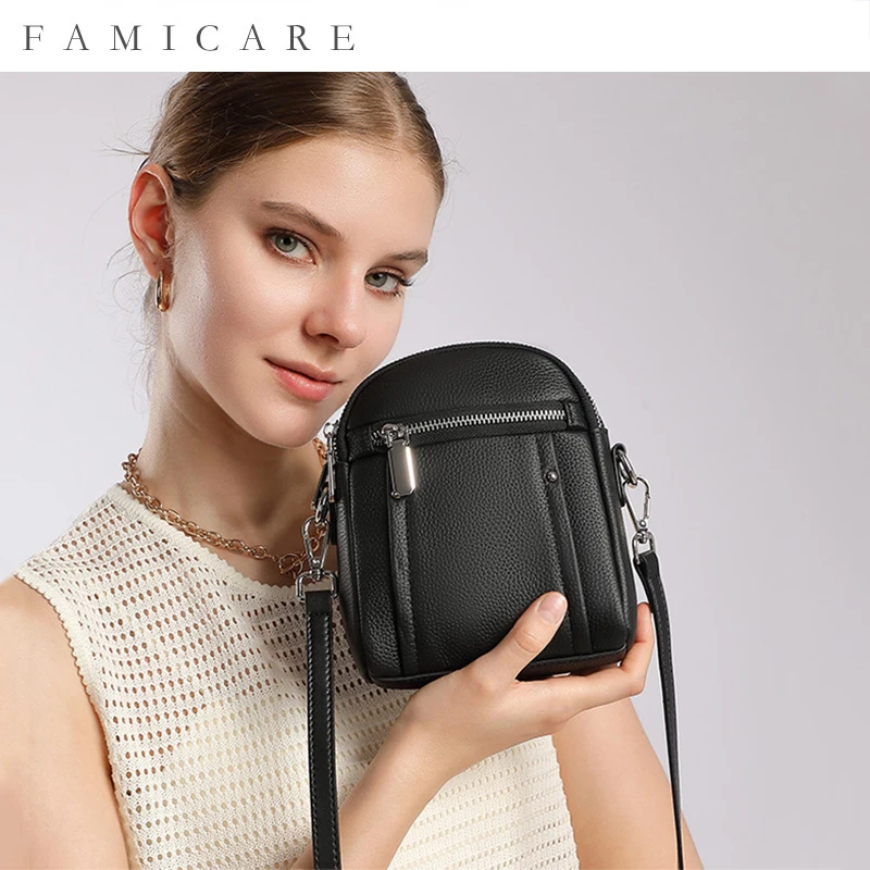 

2025 New Ladies Fashion Versatile Mini Mobile Bag Girls Genuine Leather Coin Purse Women's Casual Single Shoulder Crossbody Bags
