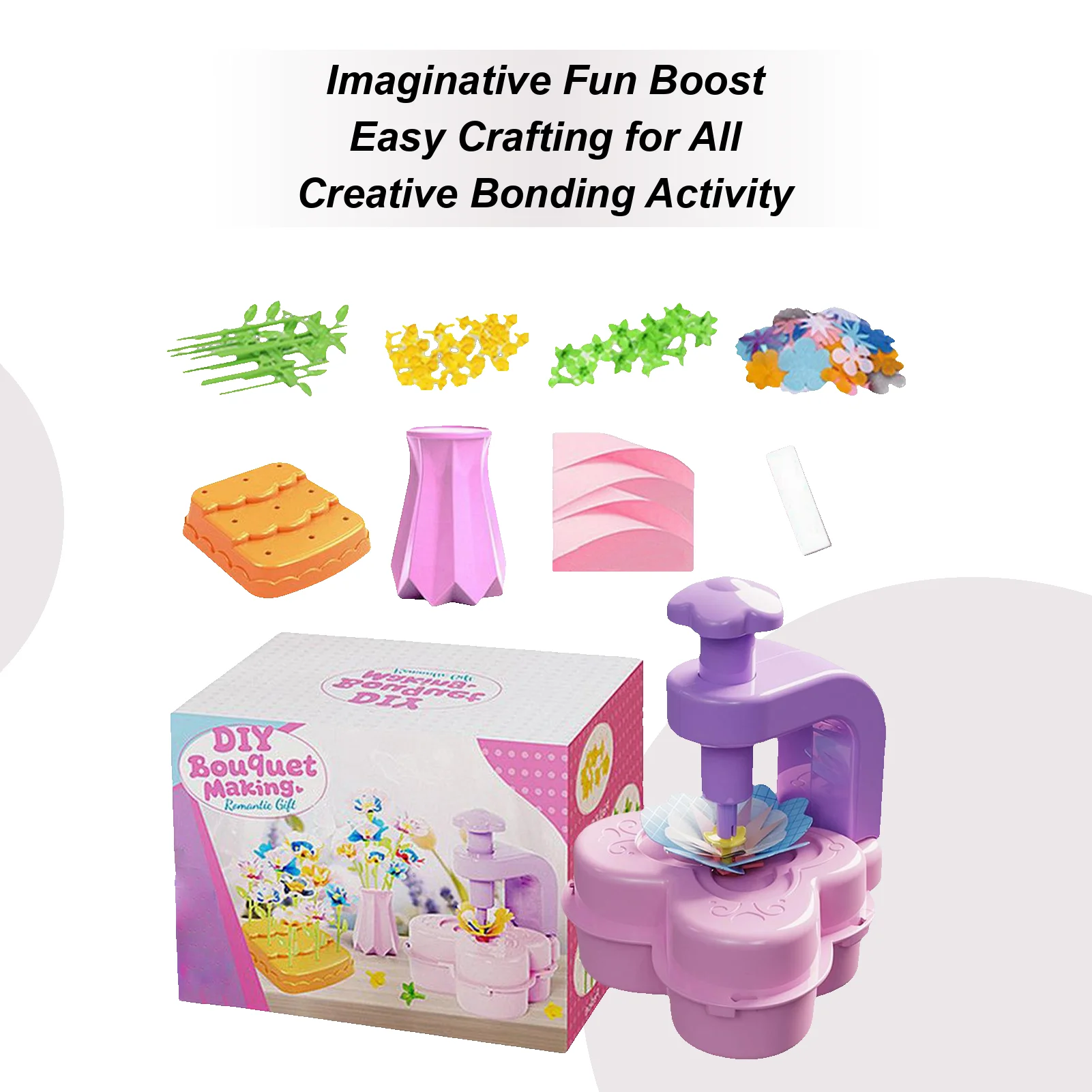 

Fabric Flower Set For Kids Girls Fabric Flower Craft Toy Beginners Over 3 Years Old Floral Bouquet Making Game For Home Crafting