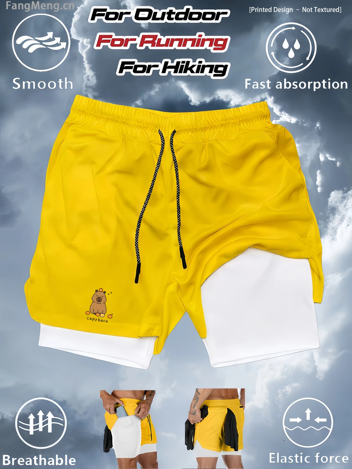 

2 in 1 Running Workout Shorts for Men Performance Compression Shorts with Phone Pocket Towel Loop Athletic Activewear