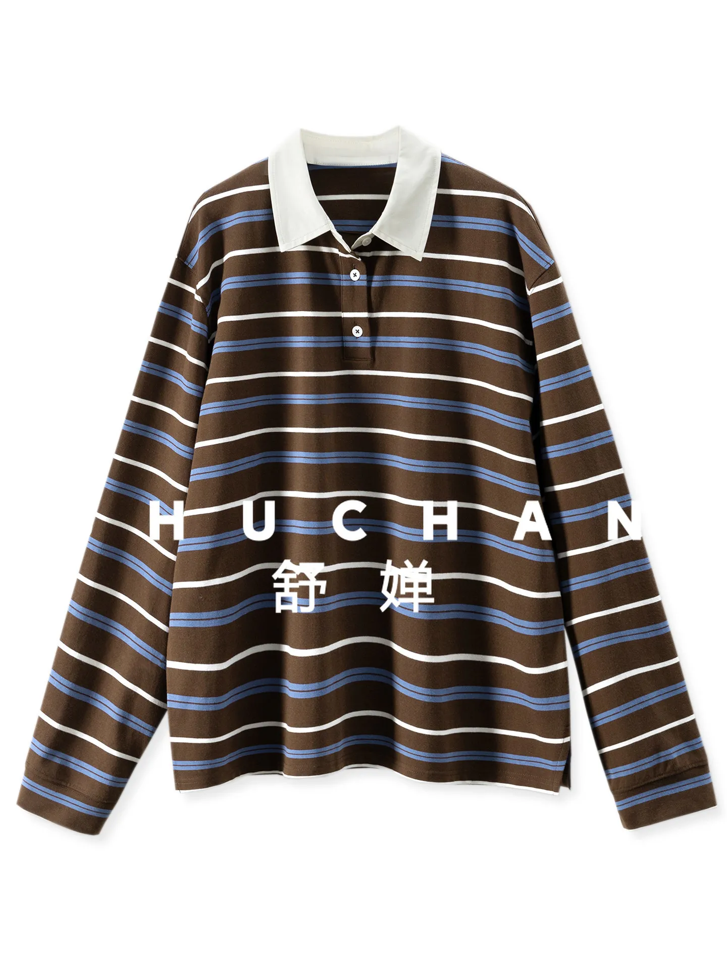 T-shirt French Retro Contrast Striped Polo Neck Long Sleeve Top T-Shirt Women 66I9 Feminist Shirt Vintage Clothes