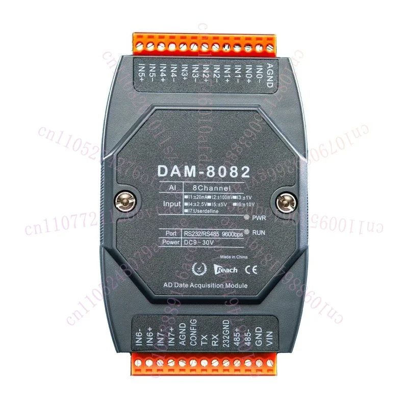 8-channel 0-10V to RS485 RS232 Industrial Grade 24-bit High-Precision Analog Acquisition Module MODBUS DAM8082