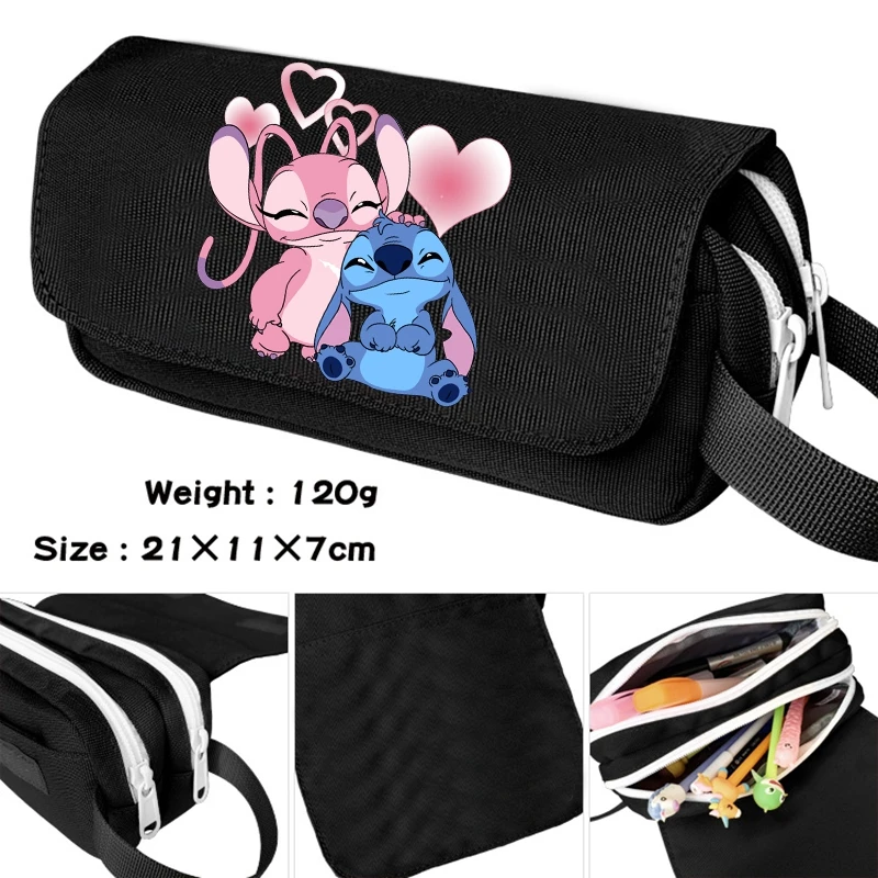 Disney Lilo Stitch Pencil Case Bag Large Capacity Pen Case Supplies Stationery Kawaii School Pencil Cartoon Cosmetic Bag