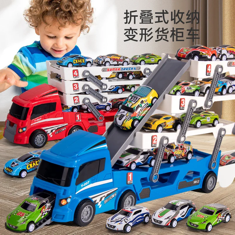 10 pz auto bambini camion deformazione trasportatore auto giocattoli modelli auto modello educativo giocattoli per ragazzi ragazze compleanno regalo di natale