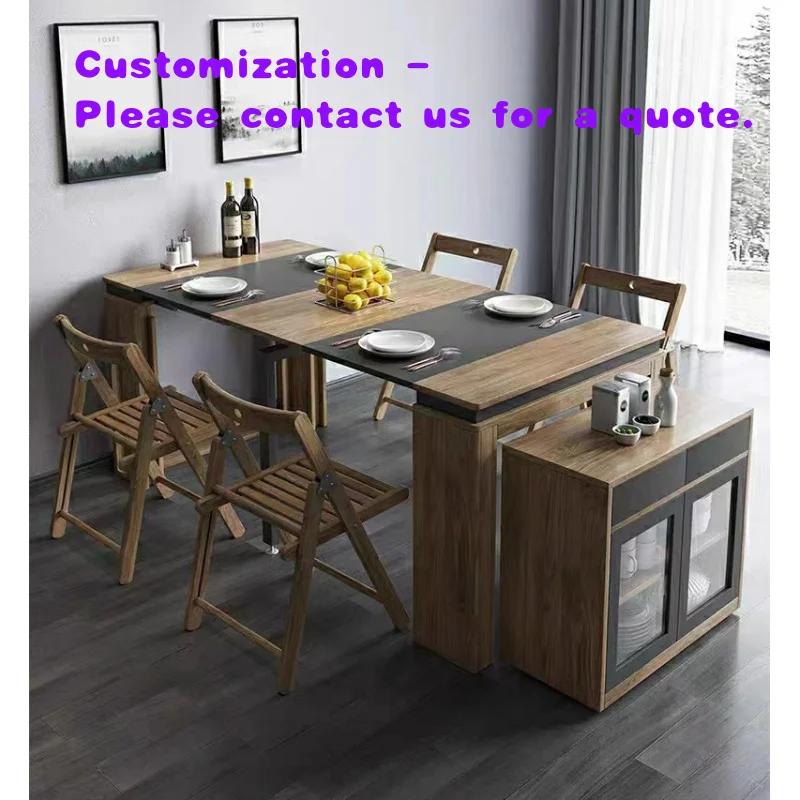 

custom.Hot Sale Nordic Style Retractable Folding Table Family MDF Board Covered Table Living Room Dining Table Home Furnitur