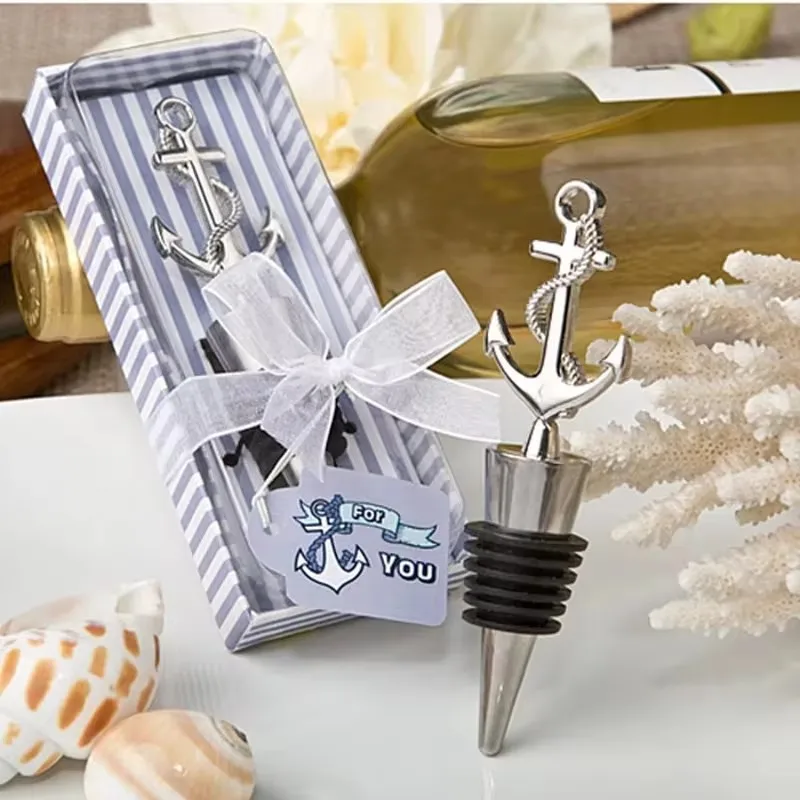 

Wedding Favor Gift and Giveaways for Man Guest, Nautical Themed Anchor, Wine Bottle Stopper, Party Souvenir, 50Pcs