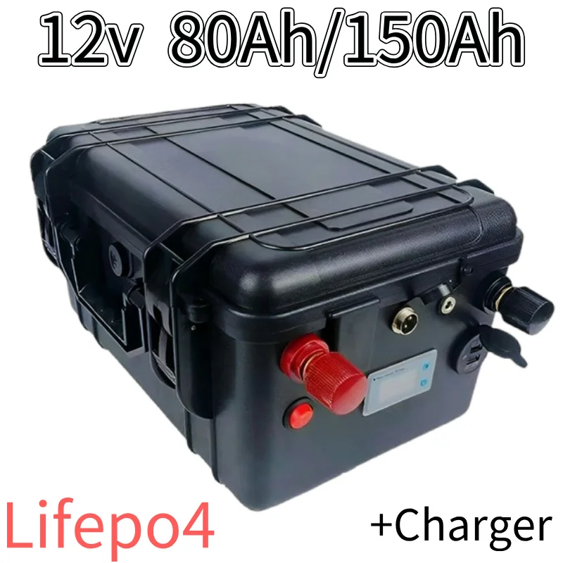 12V 150AH 80Ah LiFePO4 Portable Battery Multifunctional Suitcase Camp Inverter Car Lighter Duty-Free