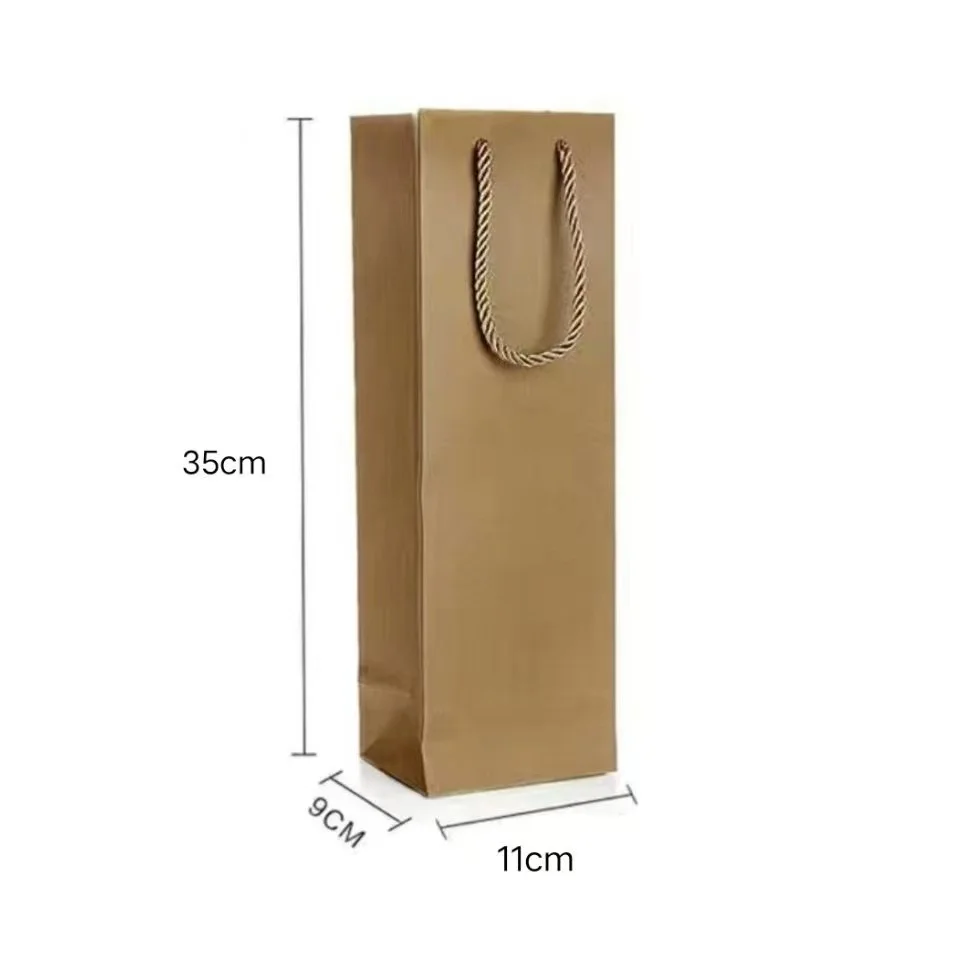 Kraft Paper Red Wine Hand Bag Wine Drinks Packing Bag Storage Bag Single/double bottle Paper Wine Bag Wine Bottle Packaging Bags