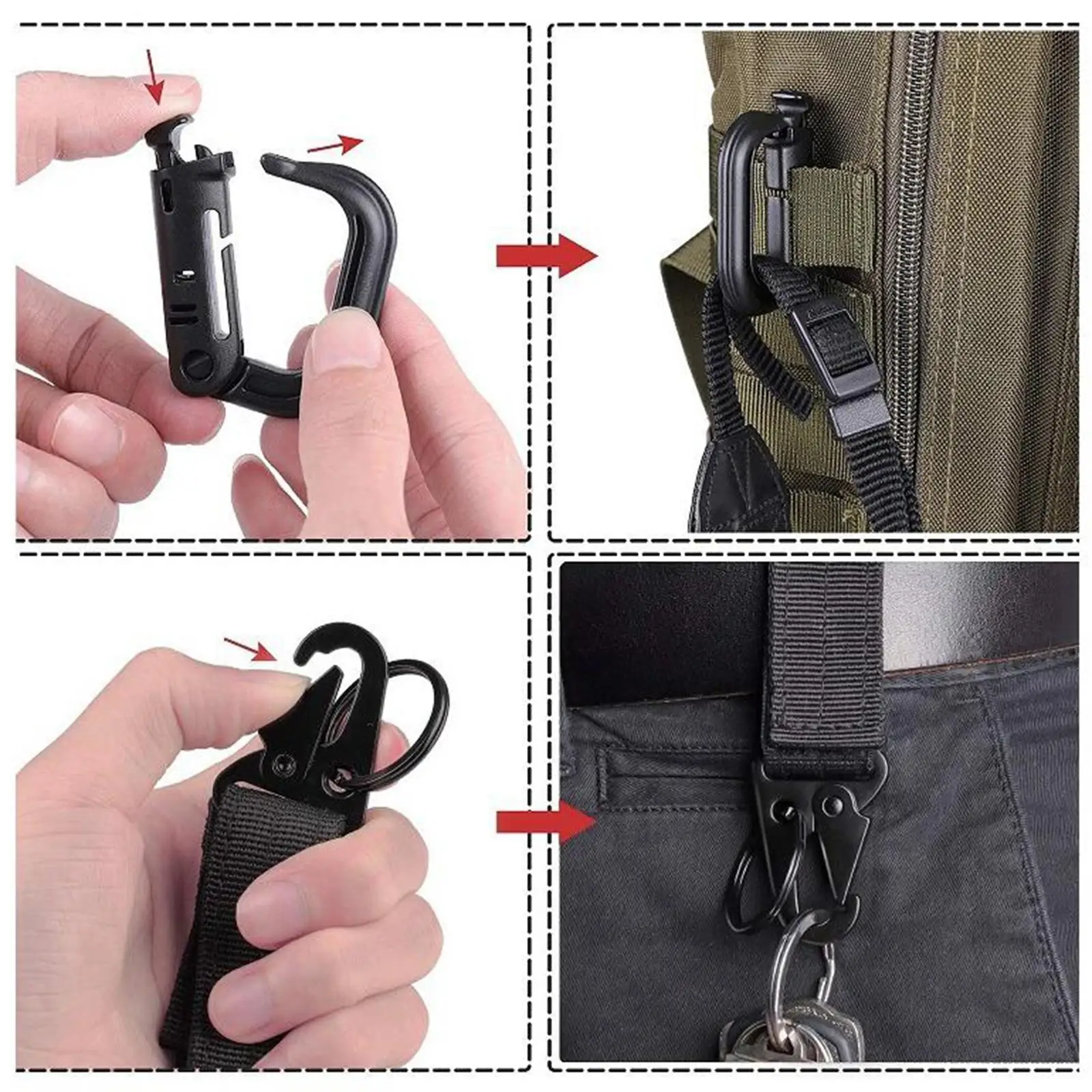 30Pcs Accessories Set D- Locking Hanging Hook Strap Management Tool Buckle Locking Gear Clip for Camping Backpacking Outdoor