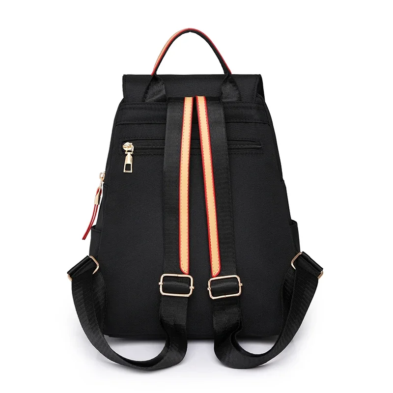 Color-block Zipper Decoration Fashionable Backpack Waterproof Nylon Flap Multiple Pockets Casual 2024 Hot Sale Bags for Women