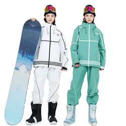 Conjunto de traje de nieve Unisex para adultos, chaquetas y pantalones de esquí para snowboard, monos cálidos a prueba de nieve, Sudadera con capucha para esquiar, hombres y mujeres