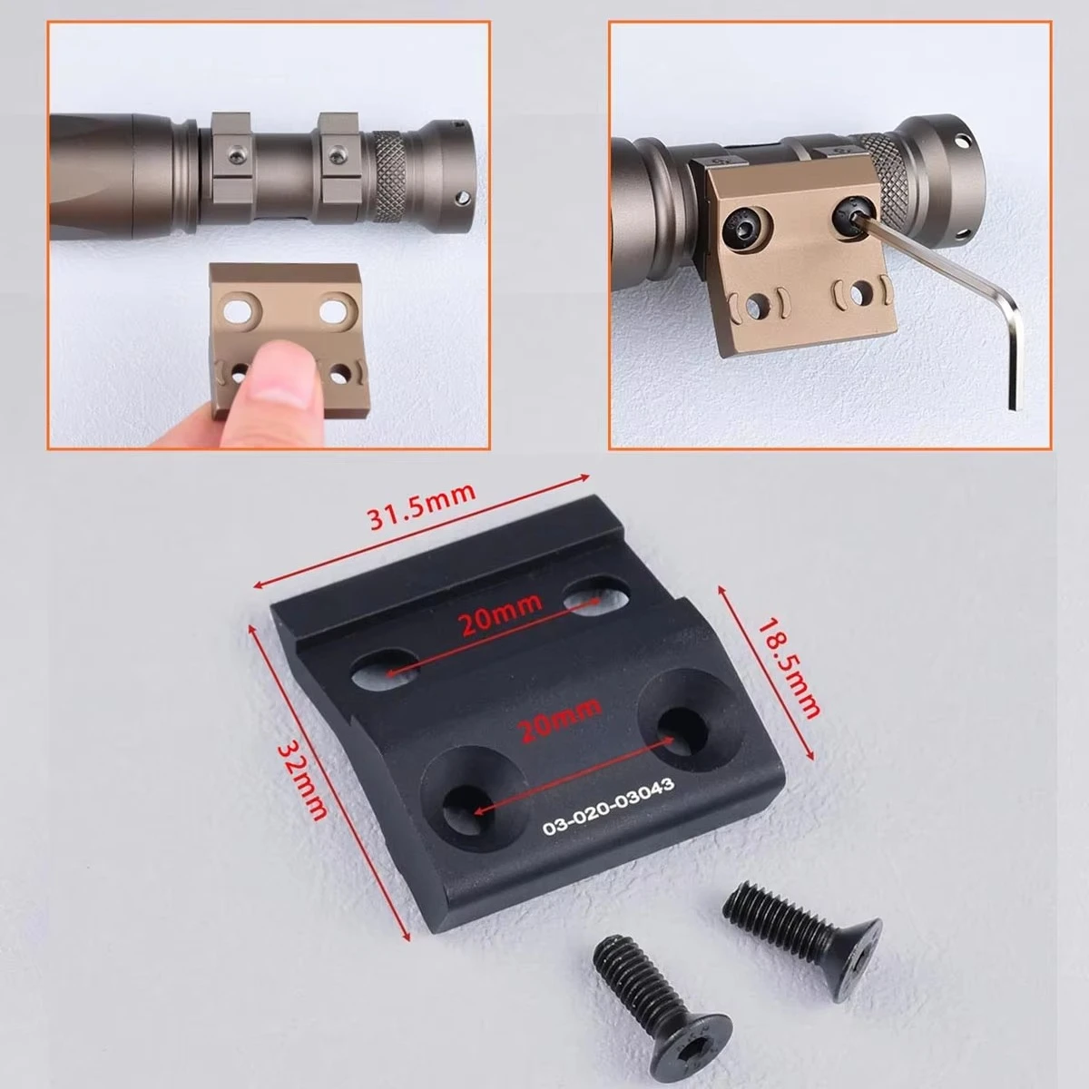 Tactical DD Light Side Mount Optics Riser Scope Mount Keymod M-LOK Rail DD For T01 T02 Red Dot SUREFIR M300 M600 Offset Mount