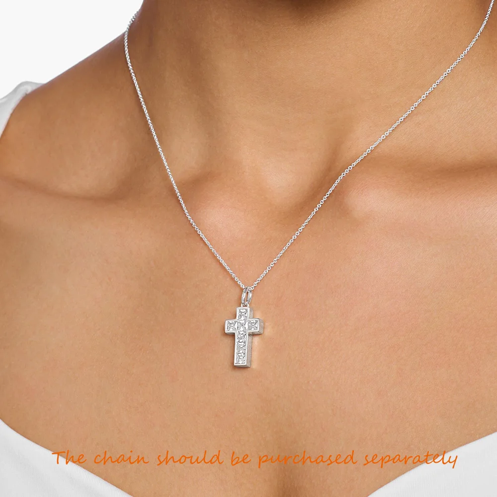 Pendant White Cross Brand New 925 Sterling Silver Glam Jewelry Europe Accessorie Trendy Gift For Woman