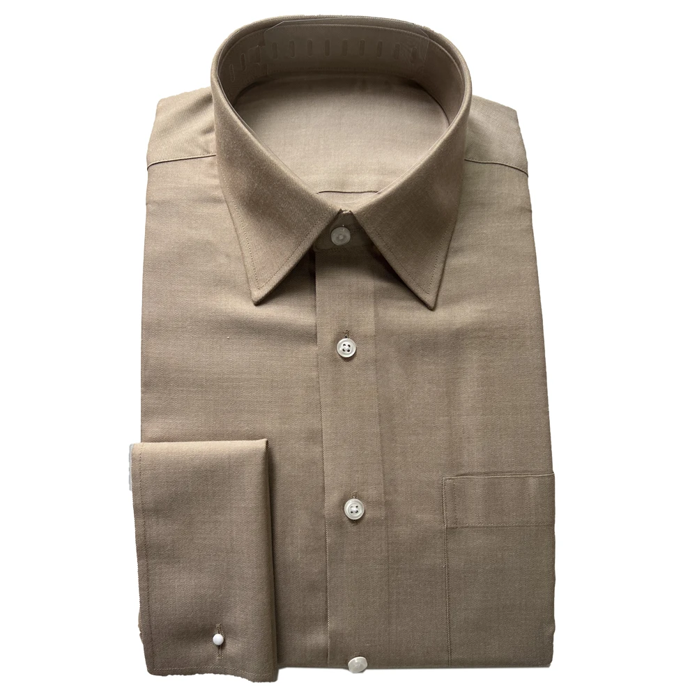 2026 Custom Made Luxury Warm Champagne Dress Shirt for Men Tailor-Made Shirts Spring Autumn Man Dress Shirt Acrylic Blend Fleece