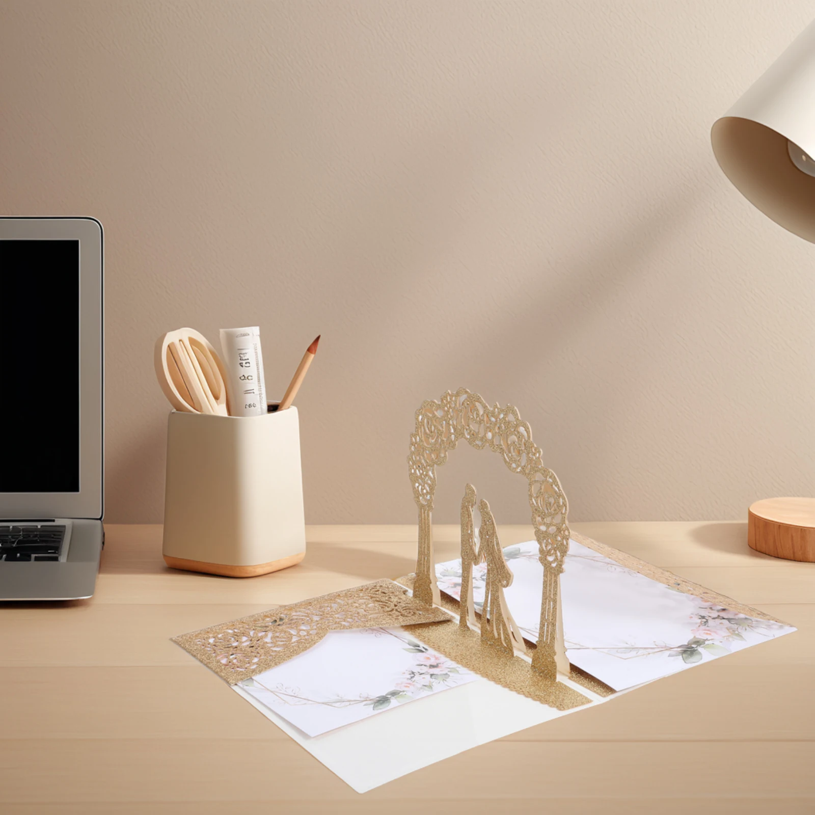 1 Set 1 Set Hochzeitseinladungskarten, glitzernde Rose, gewölbter Türstil, 3D-Grußkarte, dickes Papier, Braut, Bräutigam, Verlobungsfeier