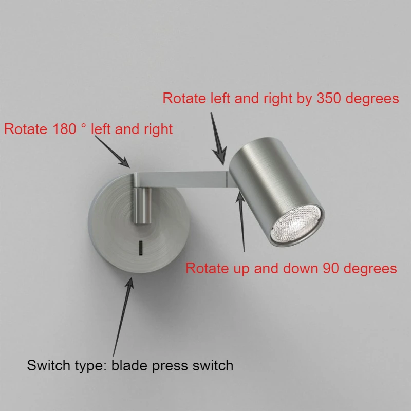 مصباح جداري حديث بزاوية قابلة للتعديل مع مفتاح غرفة النوم بجانب السرير، ضوء قراءة LED لإضاءة غرفة الضيوف في الفندق، مصباح جداري بذراع هزاز