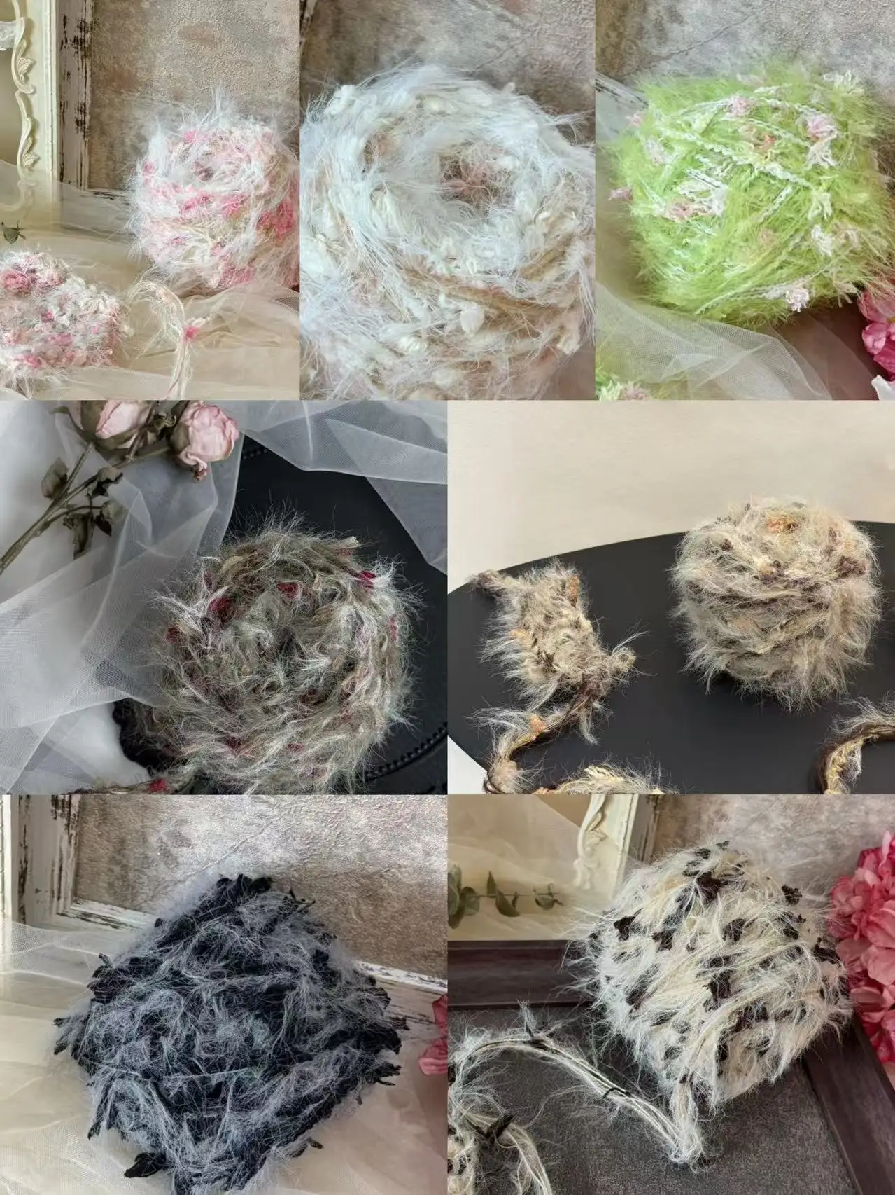Hand Mix Line Vintage Feature Line Crochet Knitting DIY Bag Hat Scarf Shawl Fuzzy Flower Gradient Fluffy Yarn for Craft Lovers