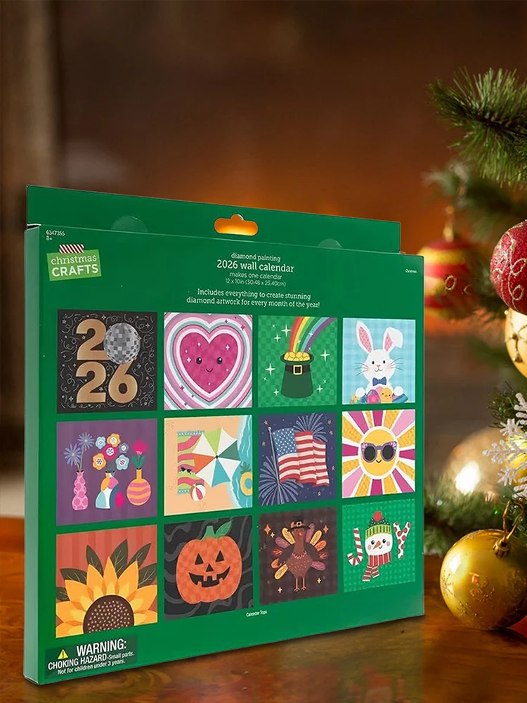 

Diamond Painting Kit Calendar Kits 12 Month Flip Round 5D Diamond Art Painting Kits with To Do List for Festival Home Wall Decor