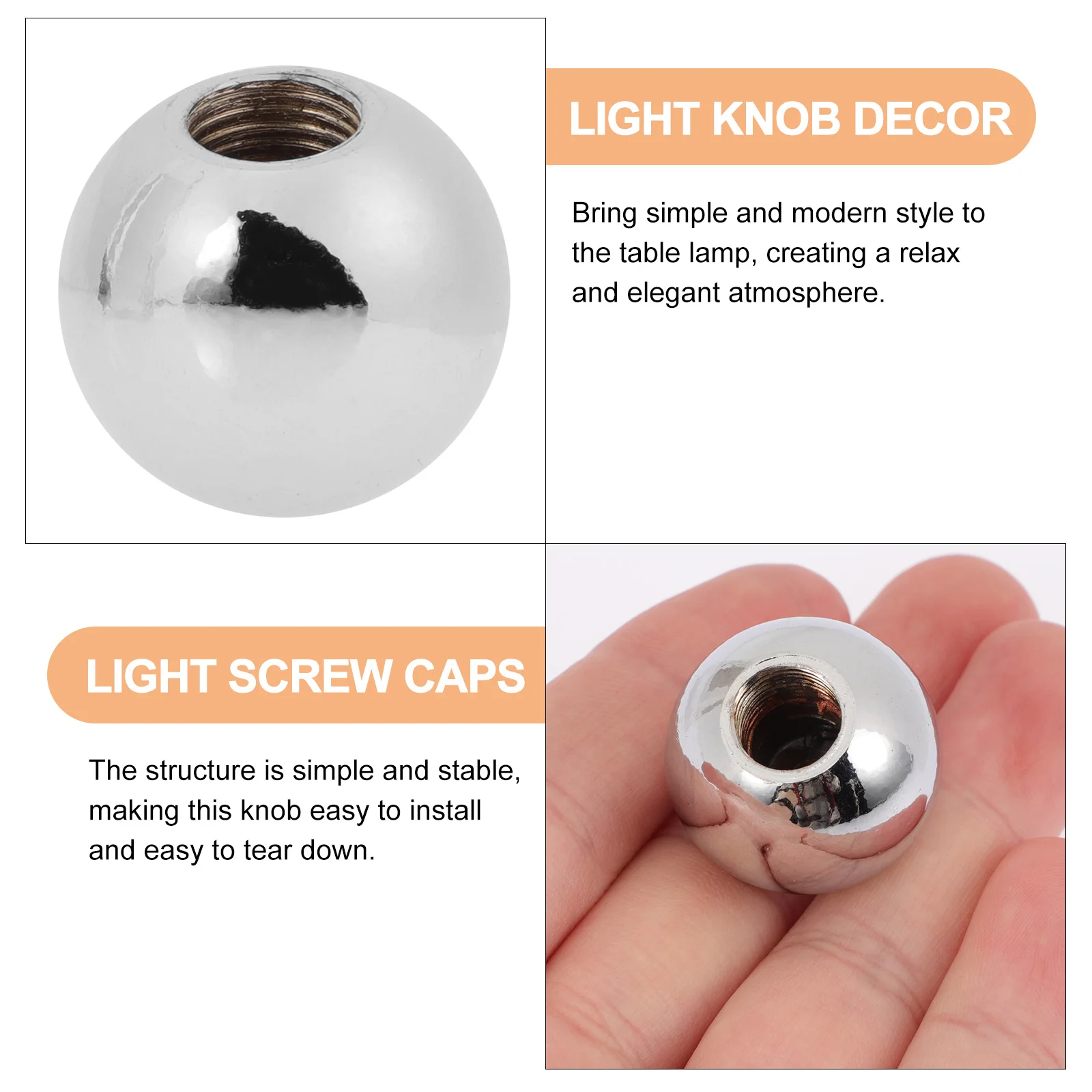 

6Pcs Lamp Finials Ball Shape Durable Light Knob Decor Lampshade Holder for Table Floor Lamp Decoration Light Screw Caps