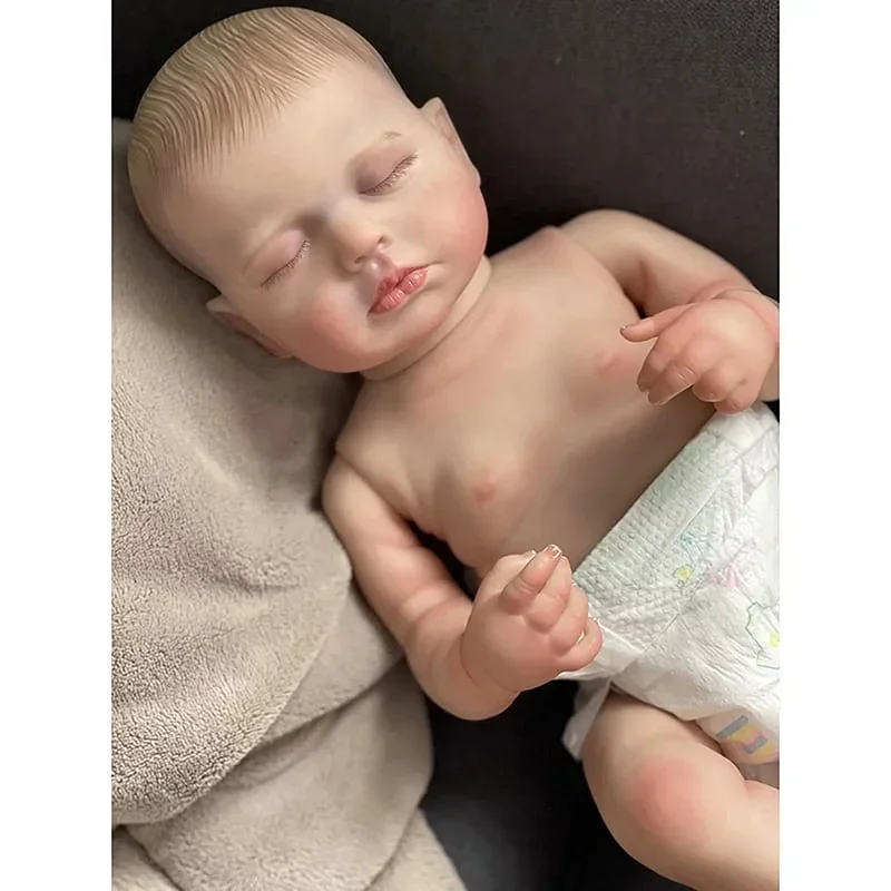 48cm  Full Vinyl Girl Body Silicone Reborn Doll Loulou with Hand painting Hair 3D Skin High Quality Gift