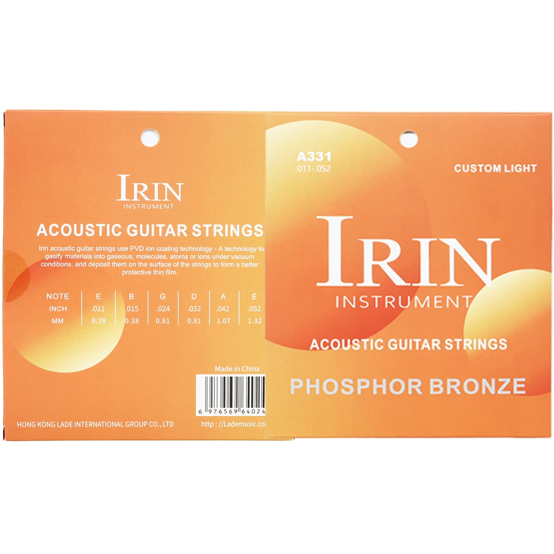 Corde per chitarra acustica IRIN Lega esagonale Acciaio ad alto tenore di carbonio Bronzo fosforoso Corde per chitarra folk Parti e accessori per chitarra