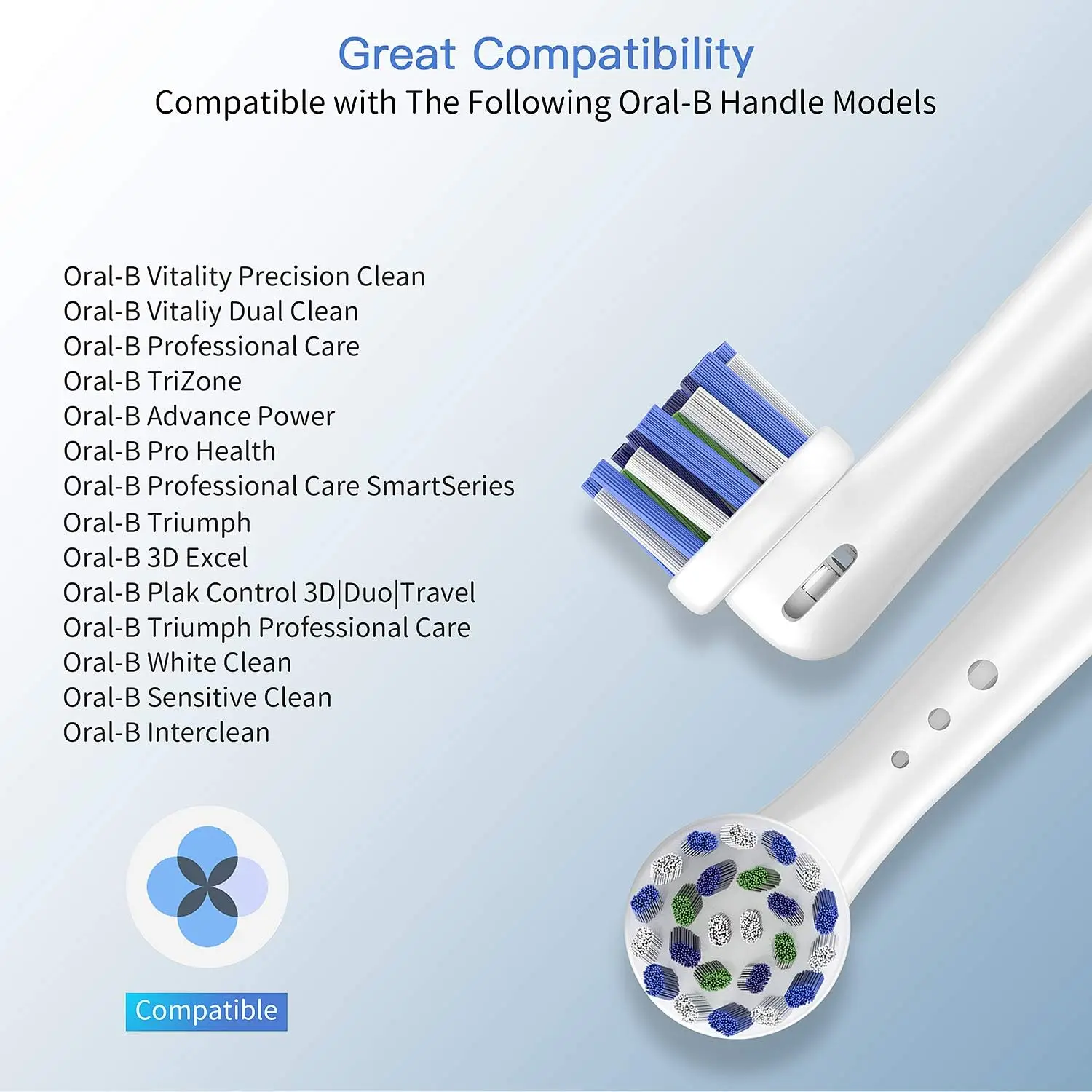 Cabezales para Oral B Braun, paquete de 8 cabezales de cepillo de dientes eléctrico profesional, recambio de cabezales de cepillo de limpieza de precisión Compatible con Oral-B